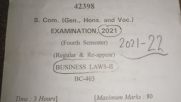 Business Law Question Paper. 4th Sem business law question paper. question paper of business law