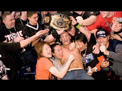 John Cena celebrates winning the WWE Championship: WrestleMania 21