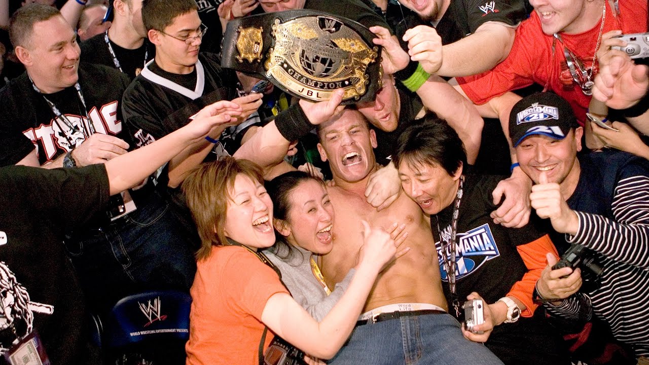 John Cena celebrates winning the WWE Championship: WrestleMania 21 ...