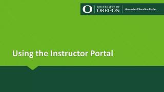 Using the Instructor Portal