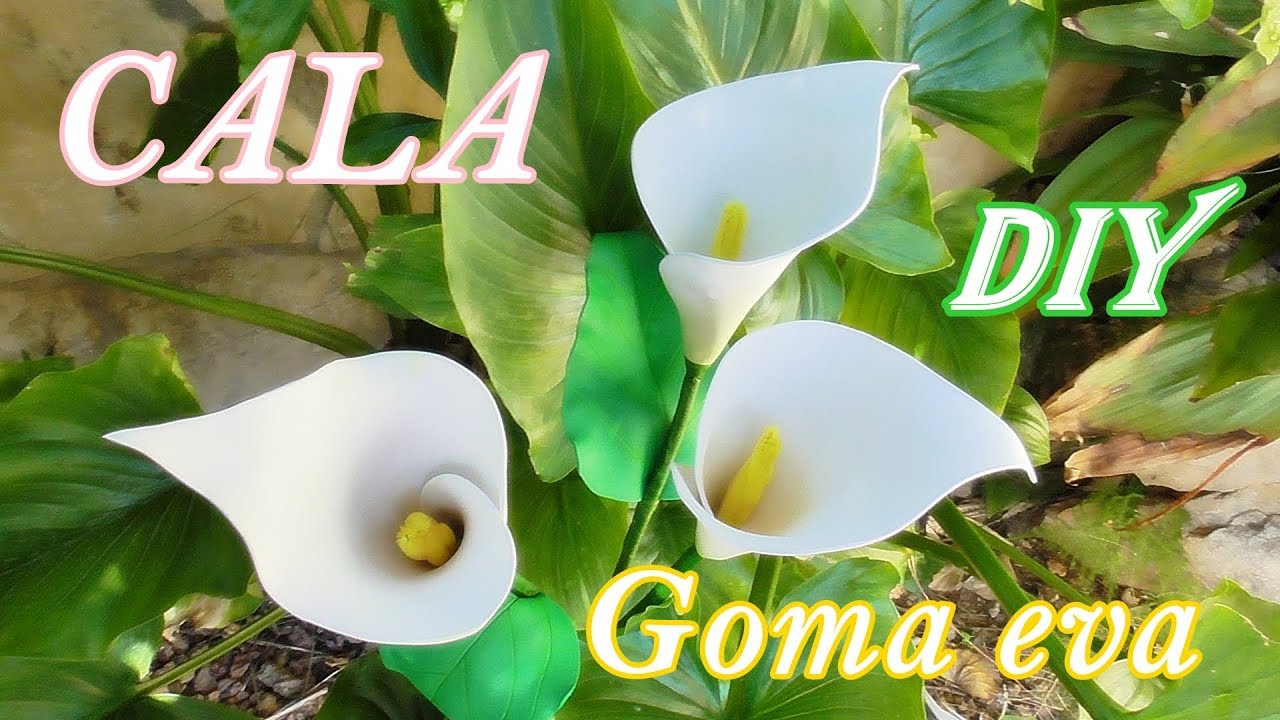 Como hacer flores de Calas en goma eva. Flores artificiales - YouTube