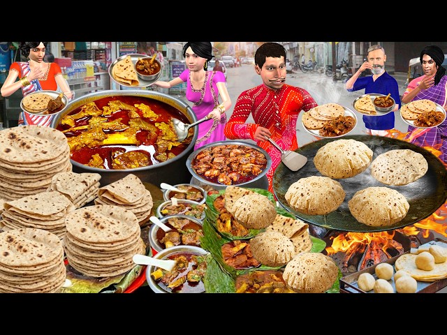 Desi Nashta Roti Chicken Mutton Curry Tasty Street Food Comedy Hindi Kahaniya Moral Stories