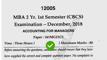 2018 Mdu MBA 1st Sem Accounting For Manager Question Paper