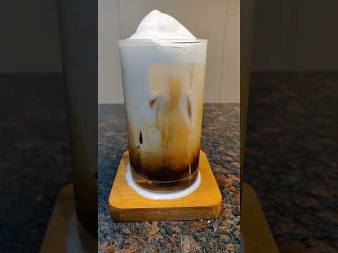 Iced Mocha with milk foam #icedmocha #chocolatecoffee