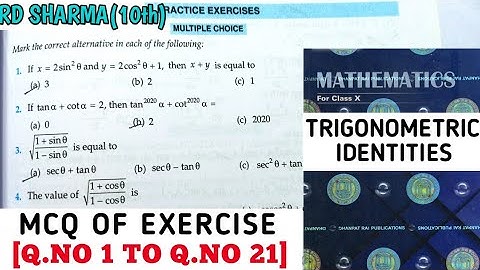 RD SHARMA CLASS 10 TRIGONOMETRIC IDENTITIES MCQ OF EXERCISE [Q.NO 1 TO 21] MATH FEAR | CHAPTER 11