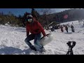 The funniest sled crashes near Lake Abant at Turkey with rubber and nylon bags