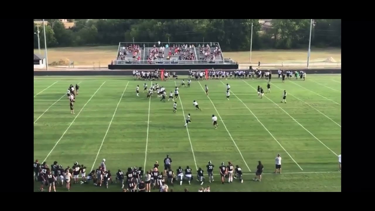 Lone Grove/Marietta/Meeker scrimmage. 1st Half. Running Back/ Middle