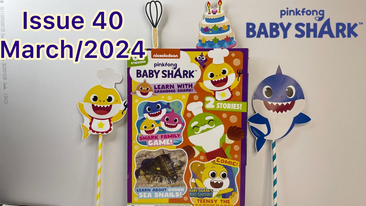 Baby Shark magazine, issue 40, March/2024, with 10 pieces wooden