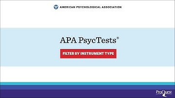 APA PsycTests - Filter Instruments by Type on ProQuest