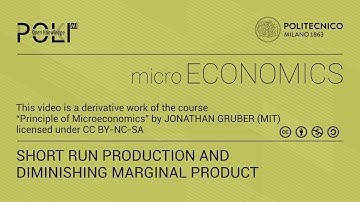 Short Run Production and Diminishing Marginal Product (derived from video lecture by J. Gruber)