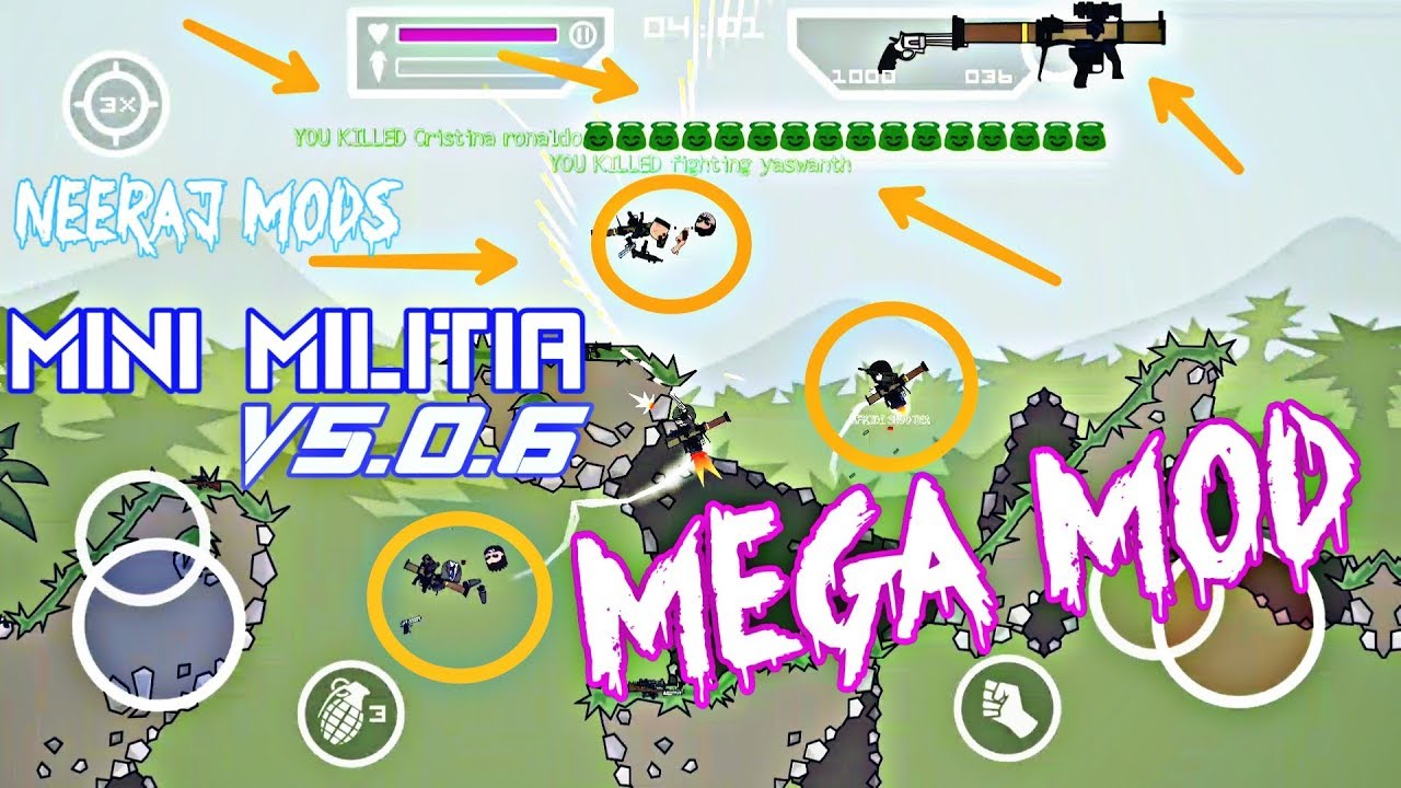 Mini Militia 5 0 6 Mega Mod Invisible Deathspray Neeraj Mods Gamer dil Youtube
