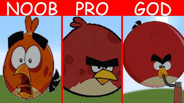 Pixel Art (NOOB vs PRO vs HACKER vs GOD) RED Angry Birds in Minecraft
