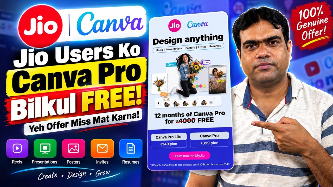 Jio Users Ke Liye Badi Khabar! Canva Pro Ab Bilkul FREE!
