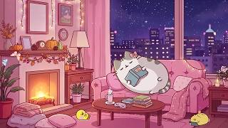 Mochi’s Pink Living Room 🎀 Autumn Lofi Chill 📚 Soft Lofi to Relaxing & Deep Sleep screenshot 3