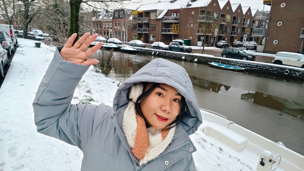 หิมะที่ Haarlem ลมแรงมาก 