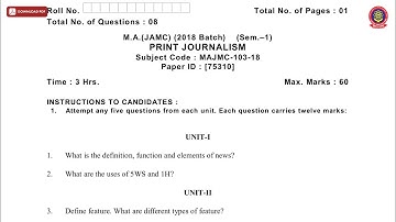MA JAMC 1ST SEM PRINT JOURNALISM DEC 2018 | PTU