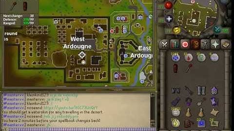 Spin in West Ardougne Church  Equip a dragon spear and red dragonhide chaps