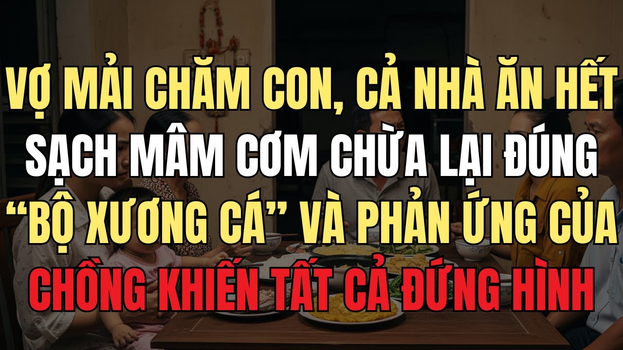 Vợ Mải Chăm Con, Cả Nhà Ăn Hết Sạch Mâm Cơm Chừa Lại Đúng Bộ Xương Cá, Chồng Chứng Kiến Liền Phản...