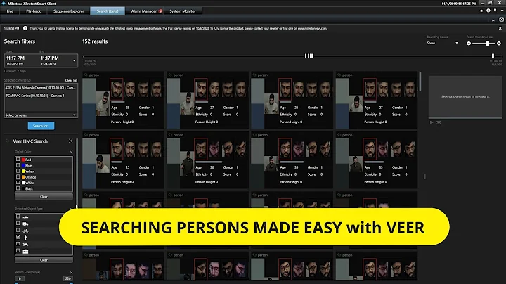 Person search in XProtect by VEER