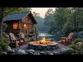 Morning River Ambience | Cozy Autumn Porch, Campfire Crackle & Forest Water Sounds