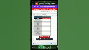 Use of LEN FUNCTION in Excel 💥🤯👨‍💻Counts the No. of Characters in a text✅#shorts #excel #shortvideo