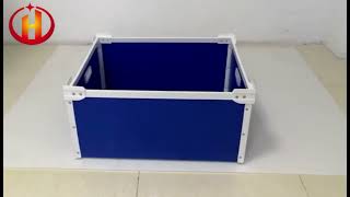 Foldable strong and durable corrugated plastic containers with frames