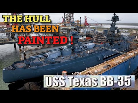 USS Texas Battleship Has Now Been Painted Complete Drone Footage From Bow to Stern