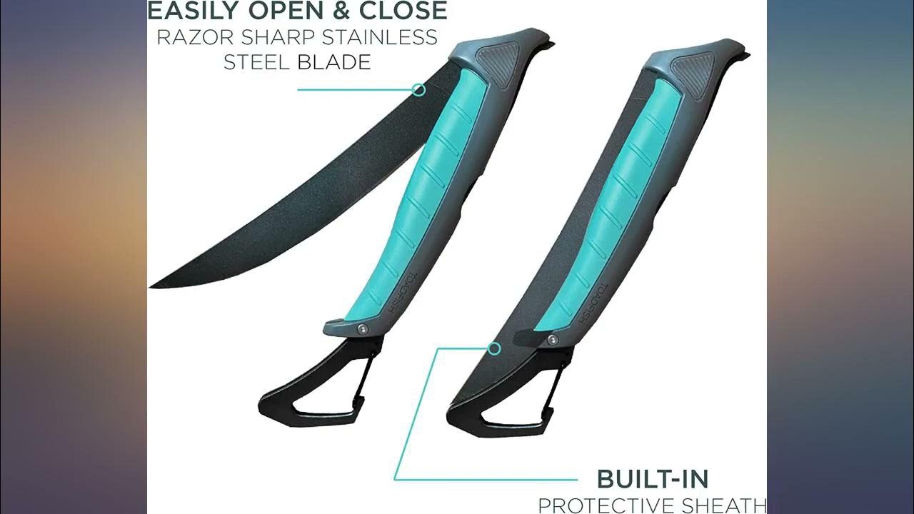 Toadfish Stowaway Fillet Knife, 8.5'' Razor Sharp StainlessSteel Blade