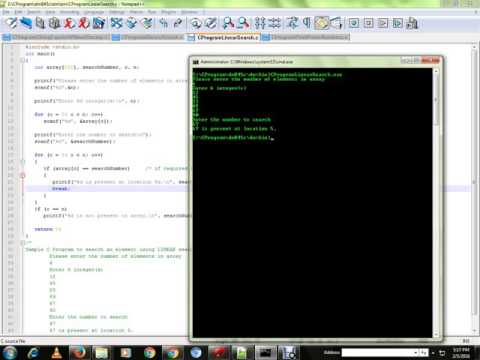 C PROGRAM TO FIND AN ELEMENT IN AN ARRAY USING LINEAR SEARCH