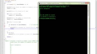 C PROGRAM TO FIND AN ELEMENT IN AN ARRAY USING LINEAR SEARCH