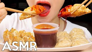 ASMR Spicy Dumplings with Fire Sauce Eating Sounds | 매운 불닭소스 만두 먹방 | MINEE EATS