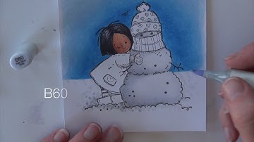 Coloring a Lovely Snowman Scene with Copics