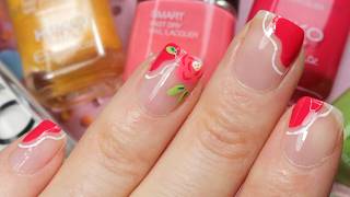 Easy Sided French Tip Nails | Flower and Wavy Chevron French Tip Nail Art | Simple Nail Tutorial