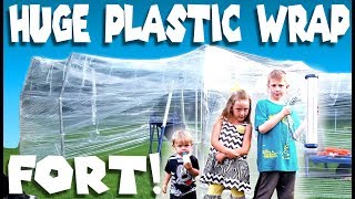 Huge Plastic Wrap Fort With Saran Wrap
