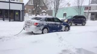 2012 wrx pulls UPS Truck out of snow bank