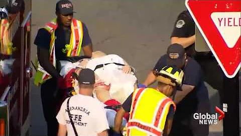 Congressman Steve Scalise stretchered out followin...