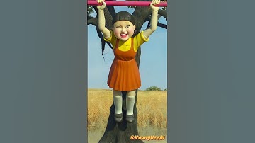 Squid Game Young-hee AI hilariously swinging her self on a monkey bar? #squidgame #comedy