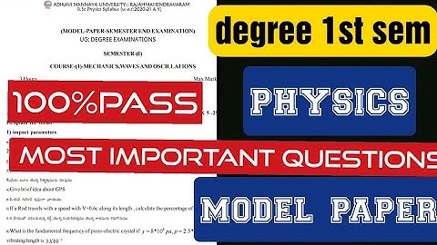 aknu degree 1st sem physics most important question and model paper