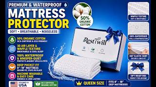 Resttwill Waterproof Mattress Protector Review 🛏️🔥 Organic Cotton Waffle Cover Cooling & Noiseless
