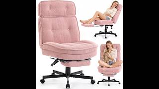 Criss Cross Chair with Wheels - Home Office Desk Chairs with Foot Rest, Morden Comfy