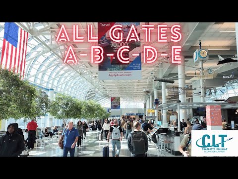 Central Atrium | Charlotte Douglas Int'l Havalimanı (CLT) | Havalimanı Yürüyüşü 4K