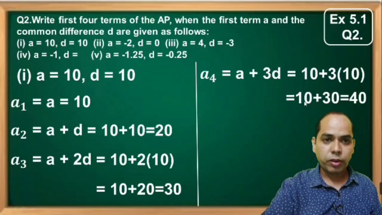 Chapter 5 Arithmetic progression Q1(iii,iv) Q2 class 10 maths - YouTube