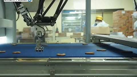 Spider type robot hand cookie biscuit pick up sorting feeding machine
