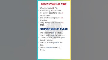 Prepositions of Time and Place | 10 Easy English Sentences for Beginners