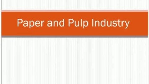 Paper and Pulp Industry (Chemical Process Industries, Lecture 26)