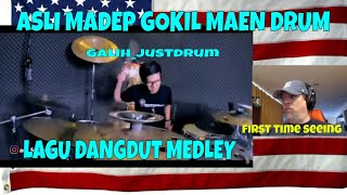 ASLI MADEP GOKIL MAEN DRUM LAGU DANGDUT MEDLEY | Performed by Galih_justdrum - REACTION - FIRST TIME