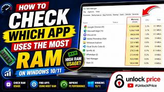 HOW TO CHECK WHICH APP USES THE MOST RAM ON WINDOWS 10/11 | EASY METHOD #UnlockPrice screenshot 3