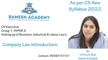 CS Executive | Setting Up of Business, Industrial & Labor laws classes in English By CS Prachi Shah