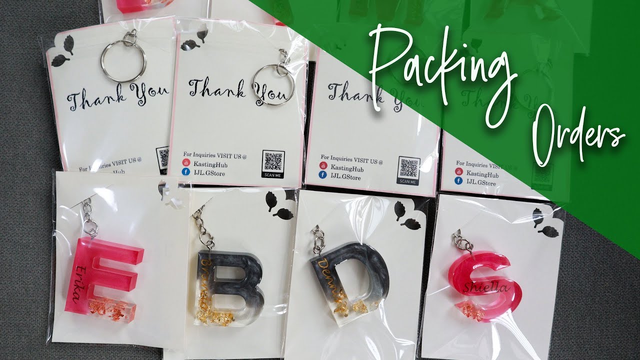 Packing orders and Making Tags for my Small Business | Resin Art Packing letter keychains