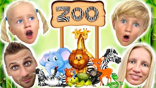 Katya and Dima feed the animals at the Zoo | Zoo Song + more Kids Songs